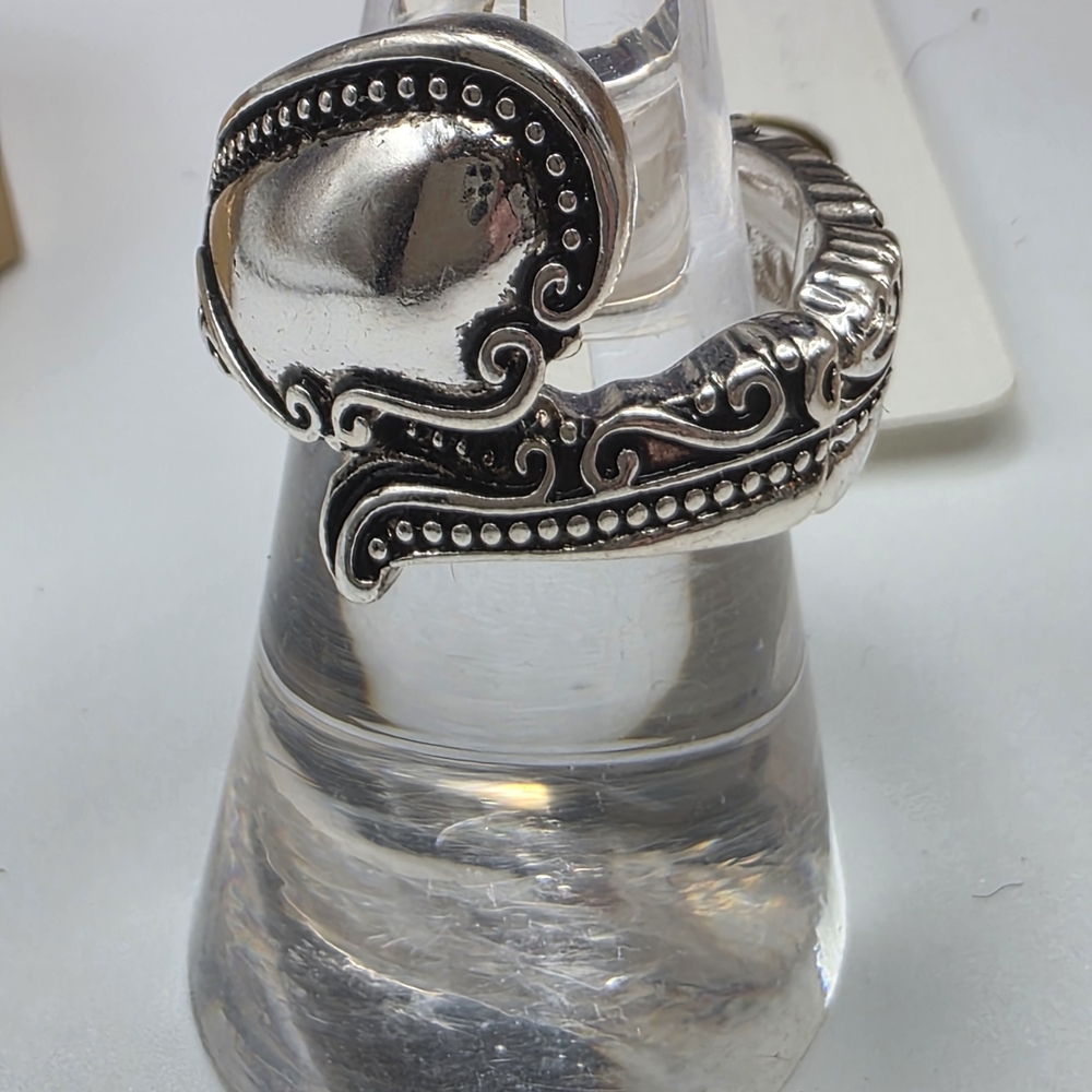 Elegant Silver Spoon Stretchy Ring (807)
